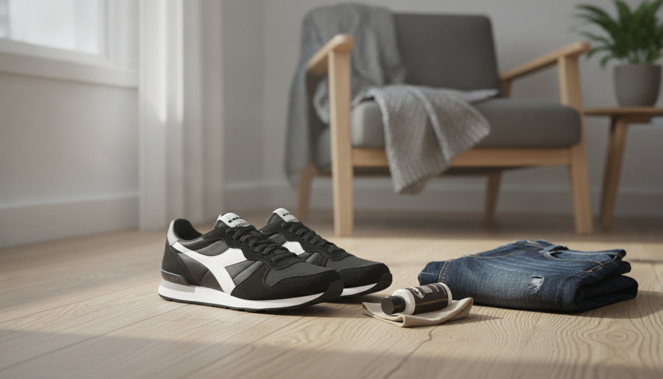 Diadora Men’s Black & White Leather Sneakers: Fit & Care