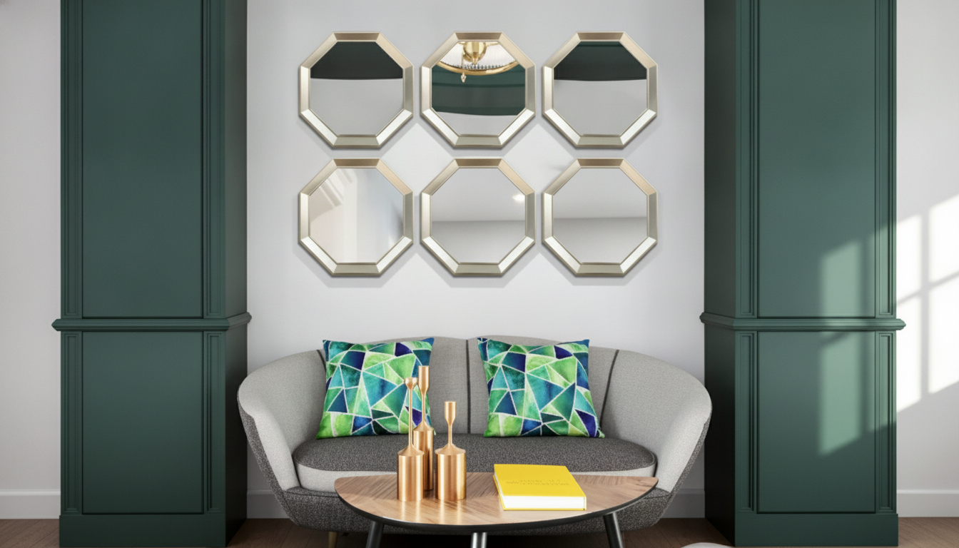 Geometric Wall Mirrors: Brighten & Balance Your Living Room