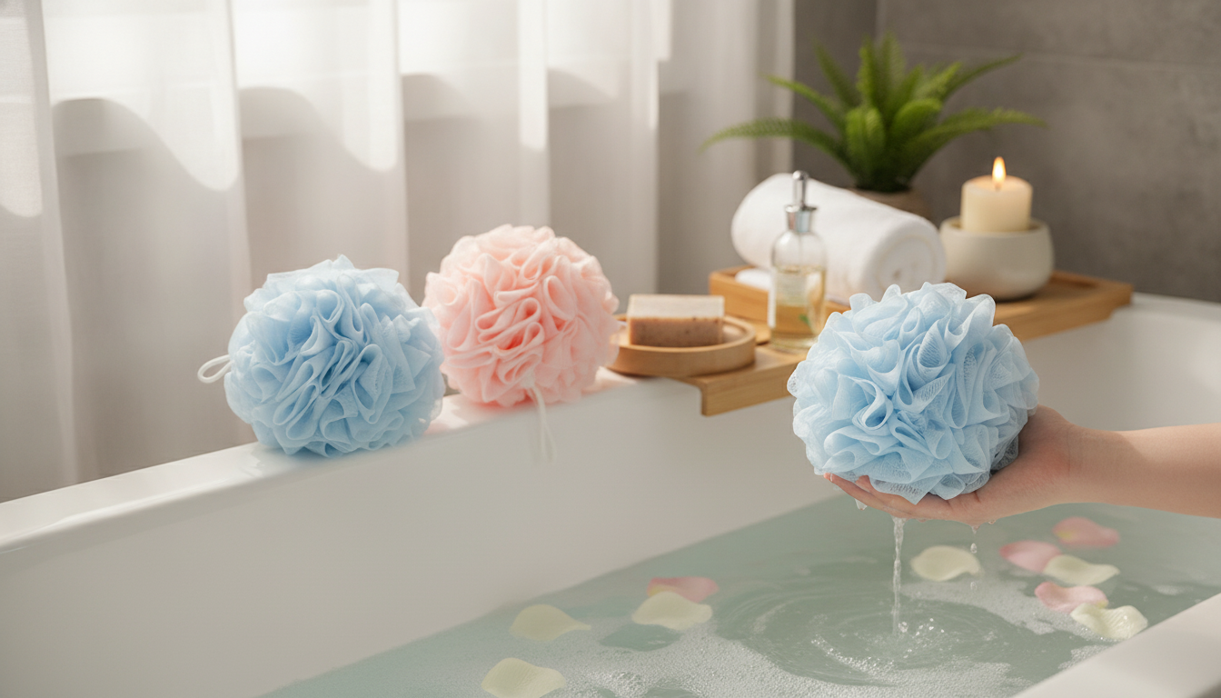 Soap-Pocket Mesh Loofah Towel: 2-in-1 Lather & Grip