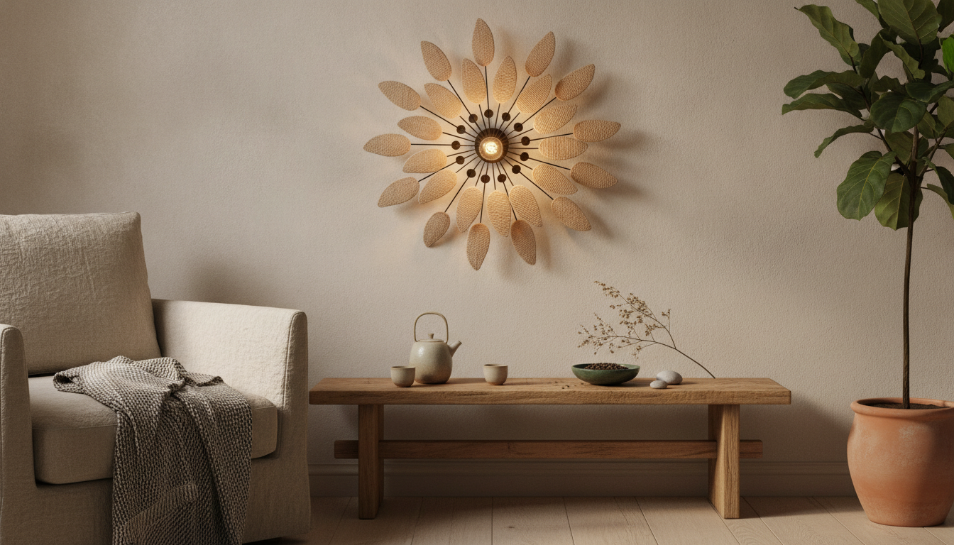 Wabi-Sabi Rattan Wall Lamp: Warm Light for Calm Rooms