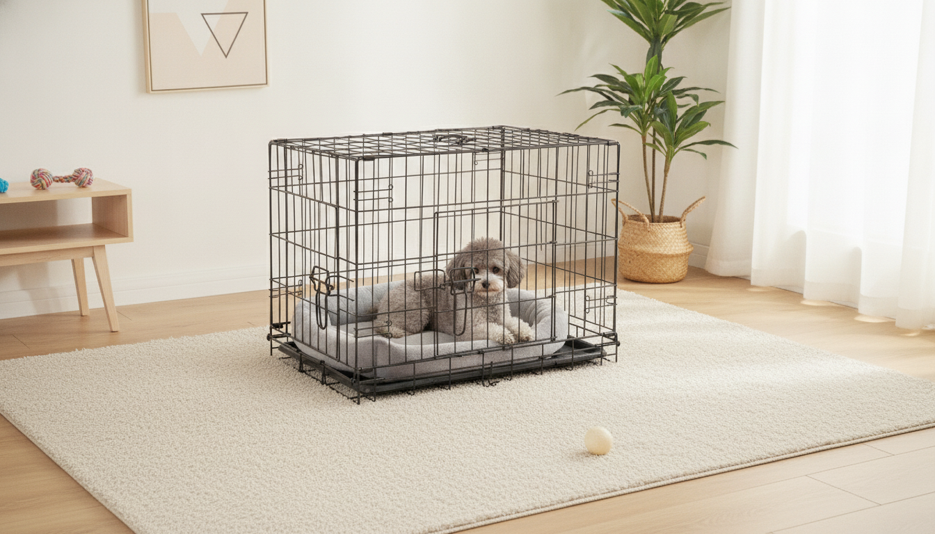 XL Double-Door Folding Wire Dog Crate with Leak-Proof Tray
